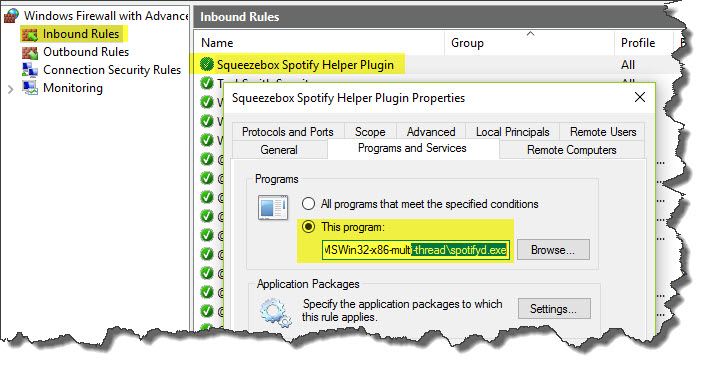 Windows Firewall Spotify Protocol Helper Inbound Rule